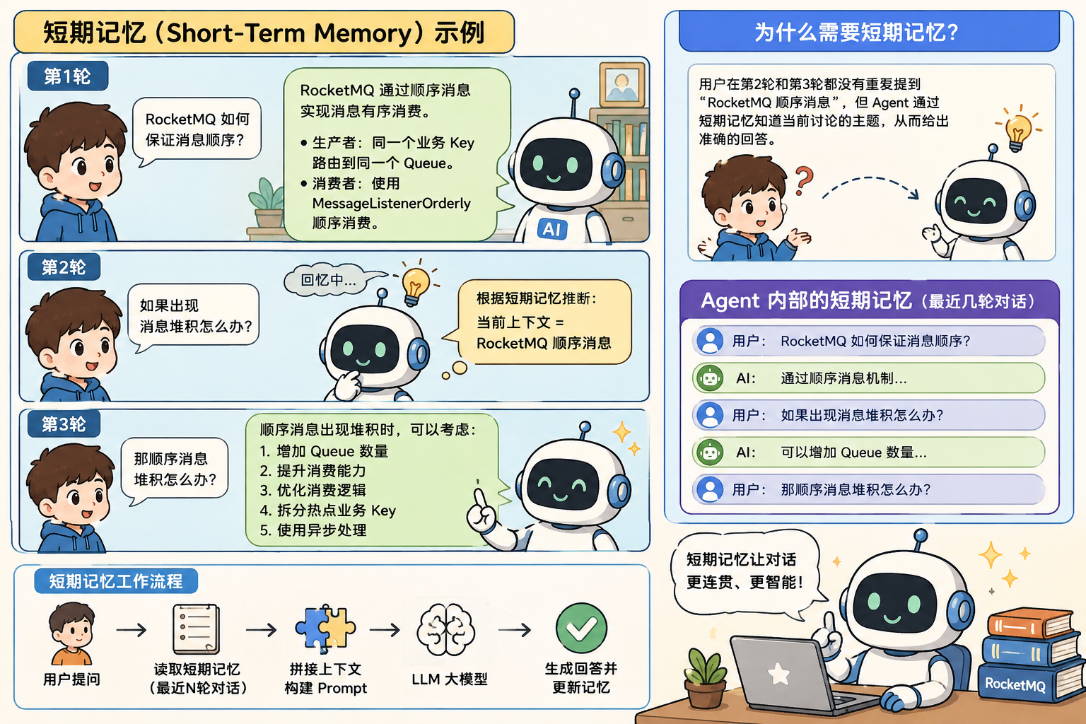 已生成图片：短期记忆与智能对话示例